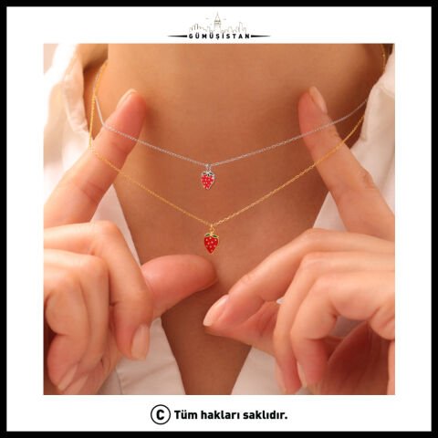 925 Ayar Gümüş Çilek Kolye