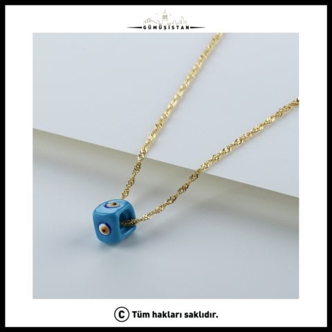 925 Ayar Gümüş Mavi Nazar Boncuklu Kolye