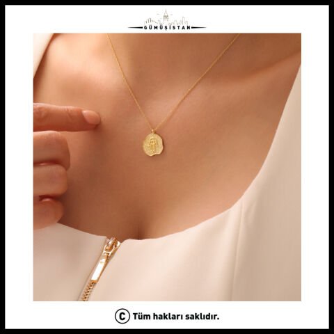 925 Ayar Gümüş Fatmanın Eli Kabartma Plaka Kolye