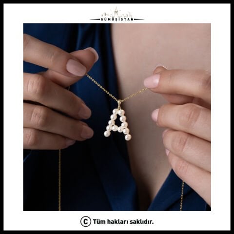 925 Ayar Gümüş İncili Harf Kolye