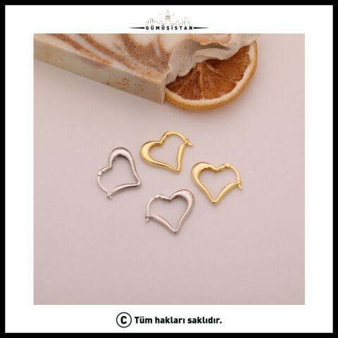 925 Ayar Gümüş Kalpli Küpe