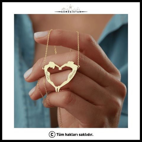 925 Ayar Gümüş İsimli Tek Vücut Kalp Kolye