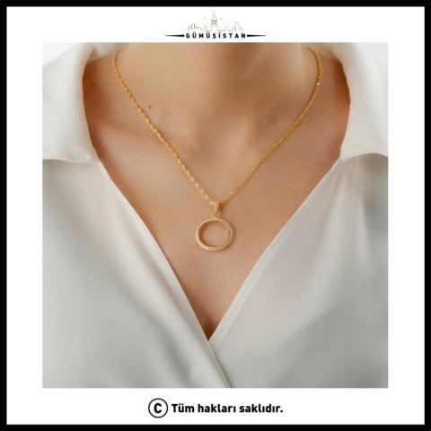 925 Ayar Gümüş Çeyrek Altın İçin Pullu Zincir Bileklik & Kolye Set