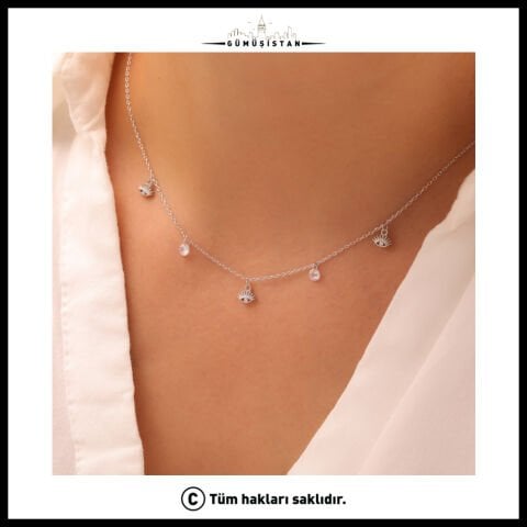 925 Ayar Gümüş  Nazarlı Zircon Şans Kolye