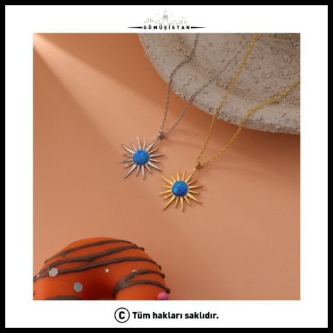 925 Ayar Gümüş Opal Kutup Yıldızı Kolye