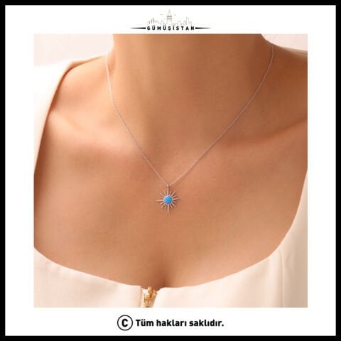 925 Ayar Gümüş Opal Kutup Yıldızı Kolye