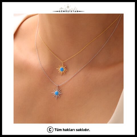 925 Ayar Gümüş Opal Kutup Yıldızı Kolye