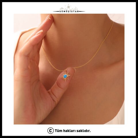 925 Ayar Gümüş Opal Kutup Yıldızı Kolye