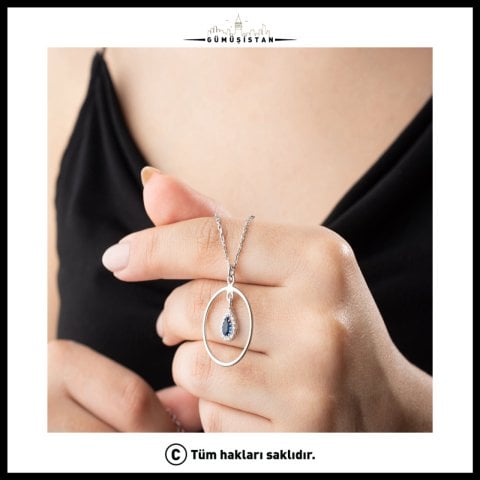 925 Ayar Gümüş Doğum Aylarına Özel Doğum Taşı Halka Kolye