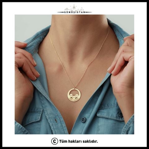 925 Ayar Gümüş İsimli Halkalı Aile Kolyesi