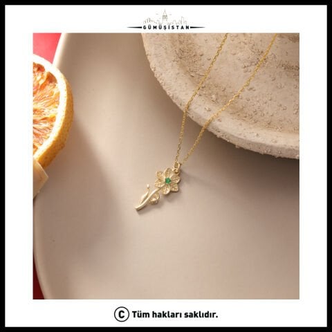 925 Ayar Gümüş Müge & Mayıs Ayı Doğum Taşı Kolyesi