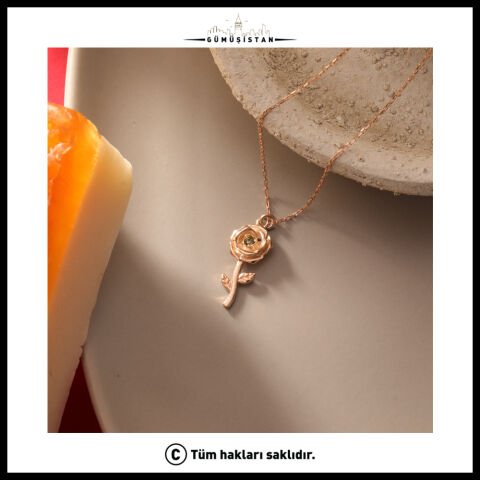 925 Ayar Gümüş Glayöl & Ağutos Ayı Doğum Taşı Kolyesi