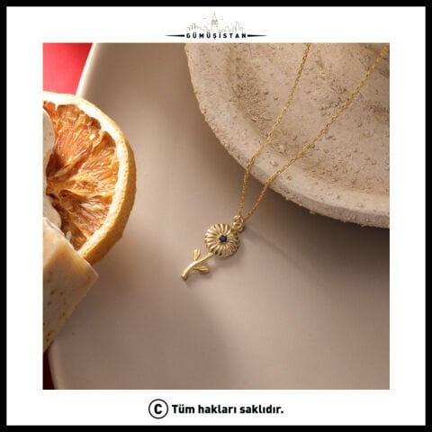 925 Ayar Gümüş Aster & Eylül Ayı Doğum Taşı Kolyesi