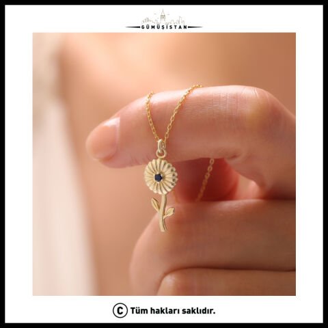 925 Ayar Gümüş Aster & Eylül Ayı Doğum Taşı Kolyesi