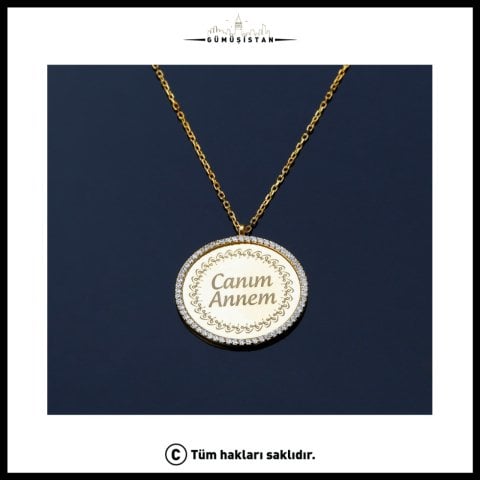 925 Ayar Gümüş Taşlı Canım Annem Kolye