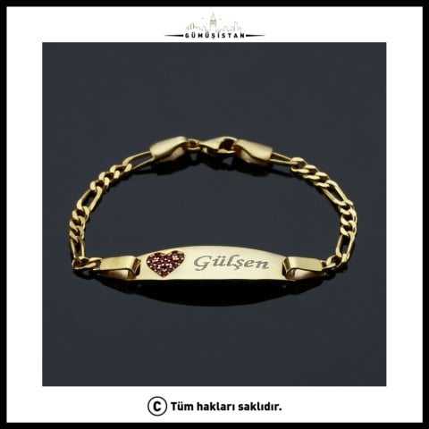 925 Ayar Gümüş Kalpli İsimli Bebek & Çocuk Bileklik