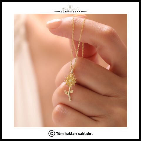 925 Ayar Gümüş Krizantem & Kasım Ayı Doğum Taşı Kolyesi