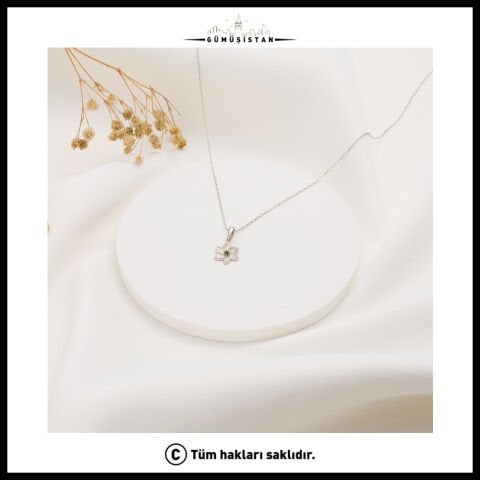925 Ayar Gümüş Müge Çiçeği Mayıs Ayı Minimal Doğum Taşı Kolyesi