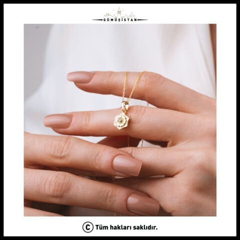 925 Ayar Gümüş Glayöl Çiçeği Ağustos Ayı Minimal Doğum Taşı Kolyesi
