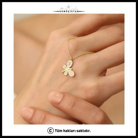 925 Ayar Gümüş Zirkon Taş Detaylı Yusufçuk Kolye