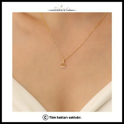925 Ayar Gümüş Taç Kolye