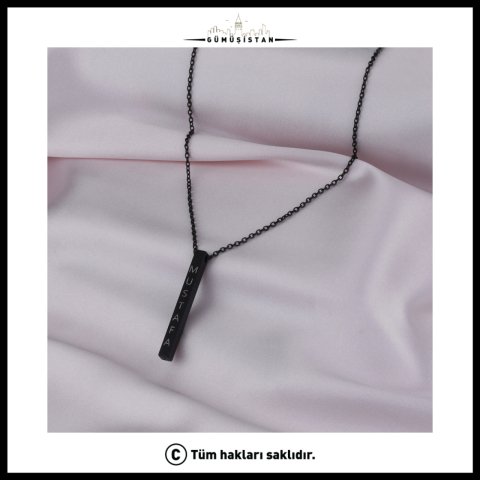 Kişiye Özel Roma Rakamlı Tarih Kolyesi – Siyah Bar Unisex Bijuteri Kolye