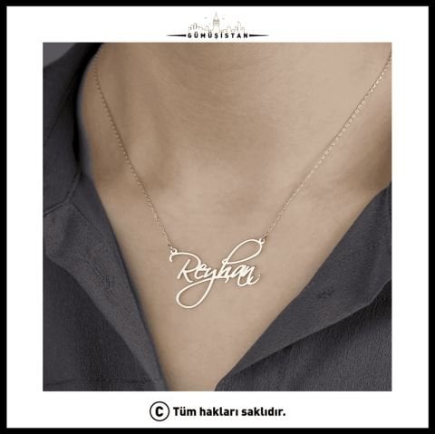 925 Ayar Gümüş El Yazısı İsimli Kolye