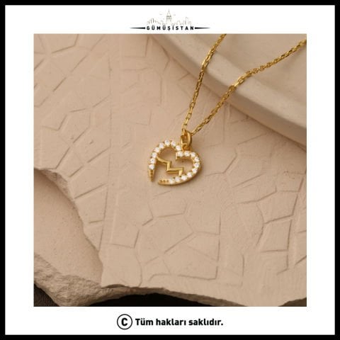 925 Ayar Gümüş Kalp Ritim Kolye