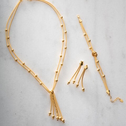 925 Ayar Gümüş Altın Kaplama El İşçiliği Örgü ve Dorika Takı Seti