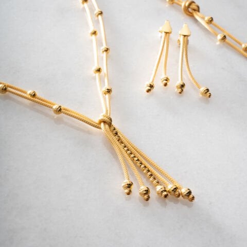 925 Ayar Gümüş Altın Kaplama El İşçiliği Örgü ve Dorika Takı Seti