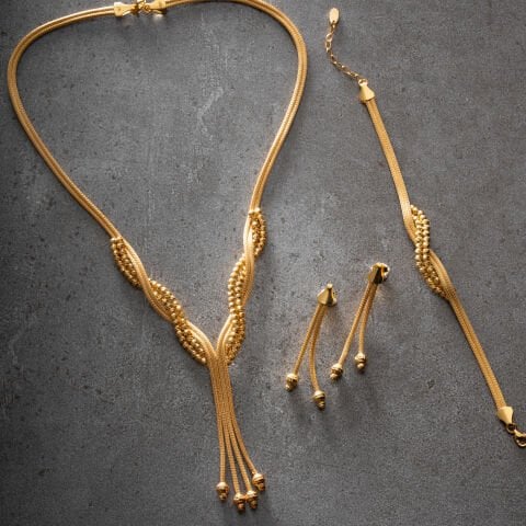 925 Ayar Gümüş Altın Kaplama El İşçiliği Hasır Dorika Takı Seti