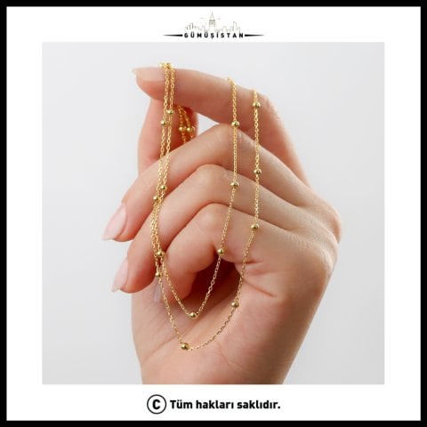 925 Ayar Gümüş Salaş Kolye (Gold)