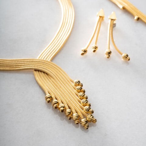 925 Ayar Gümüş Altın Kaplama Trabzon Hasırı Örgü Set