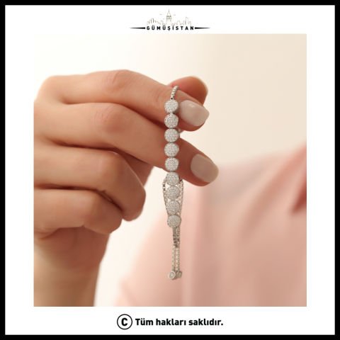 925 Ayar Gümüş Yuvarlak Taşlı Asansörlü
