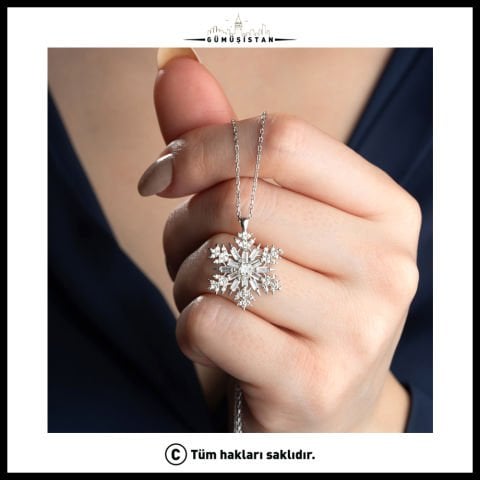 925 Ayar Gümüş Baget Taşlı Kartanesi Kolye