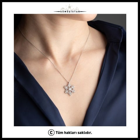 925 Ayar Gümüş Tektaşlı Kartanesi Kolye