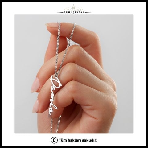 925 Ayar Gümüş Kişiye Özel İtalik İsimli Kolye