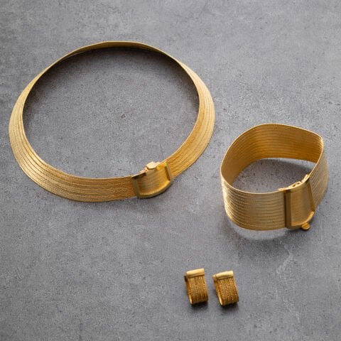 925 Ayar Gümüş Altın Kaplama Trabzon Hasırı Koleksiyon Set