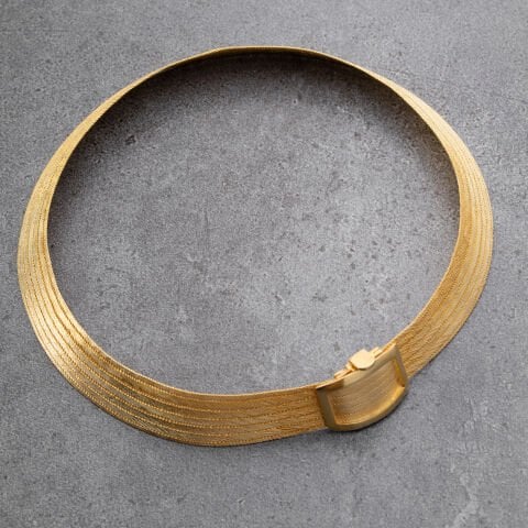 925 Ayar Gümüş Altın Kaplama Trabzon Hasırı Gerdanlık